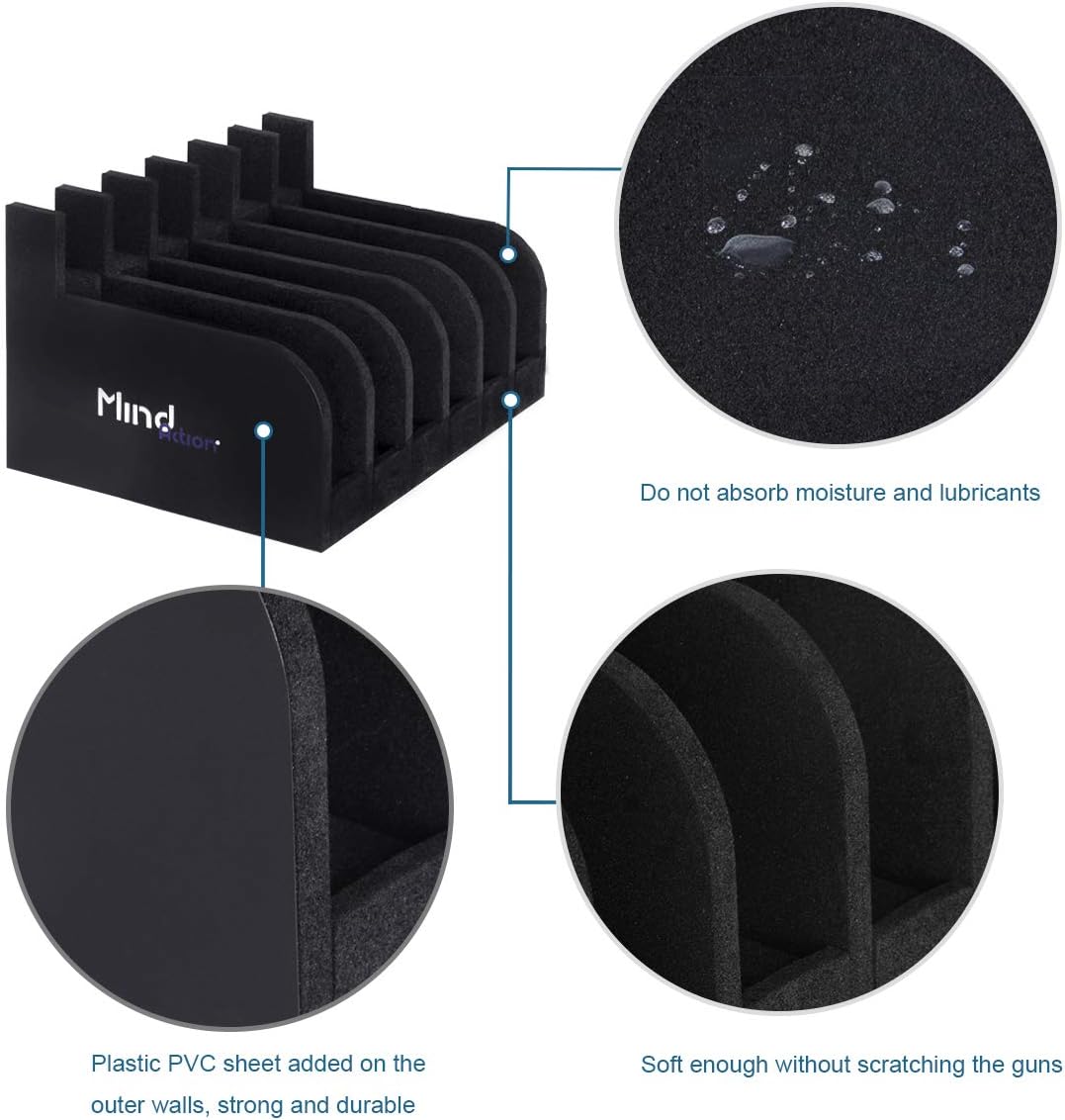 Mind and Action Foam Pistol Rack Handgun Holder for Gun Safe Gun Cabinet Accessories, Customized Gun Storage from 1 up to 6 Firearms (Black): Sports & Outdoors