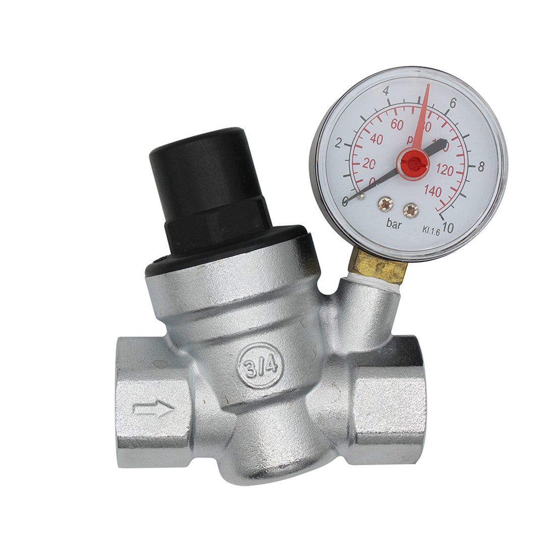 DN20 chrome pressure water regulator valve, 3/4 inch water pressure indicator. Buy Online in