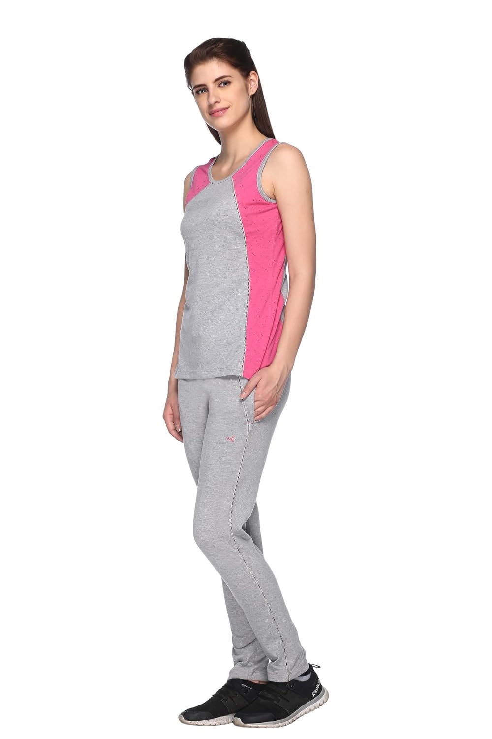ex10sive women's round neck sleeveless cotton blended active wear setsummer wear