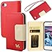 iPhone 5 Case,iPhone 5S Case,By HiLDA,Wallet Case,PU Leather Case,Credit Card Holder,Flip Cover Skin[Red]with 1 FREE HD Screen Protector