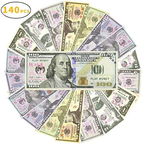 Sopu Prop Money Play Money Movie Game Realistic Play Paper Money Full Print 2 Sided-Set Bills for Kids, Students, TV/ Movie/ Video/ Party/ Games/ Pranks