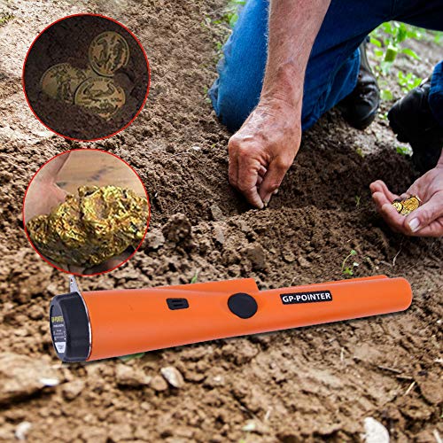 Litthing Metal Detector Pinpointer, Portable Treasure Pinpointing Finder Probe with Belt Holster for Adults and Kids (Orange)