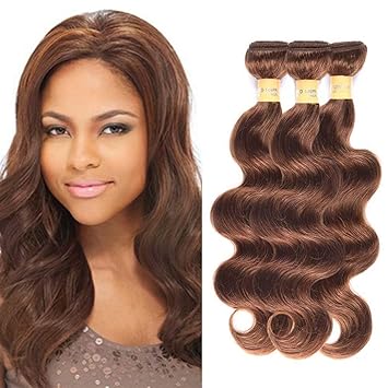 Amazon Com Wome Brown Hair Bundles Brazilian Virgin Human Hair 3