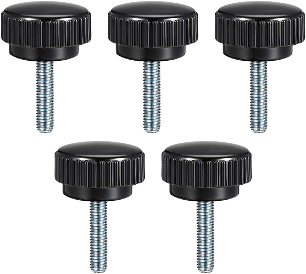 sourcing map M8 x 25mm Male Thread Knurled Clamping Knobs Grip Thumb Screw on Type 5 Pcs