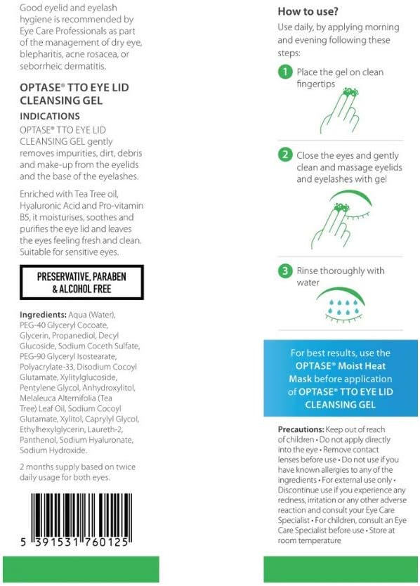 Optase Tea Tree Oil (TTO) Eyelid Cleansing Gel, Daily Eyelid Hygiene to Refresh and Revitalise, Preservative Free - Image 3