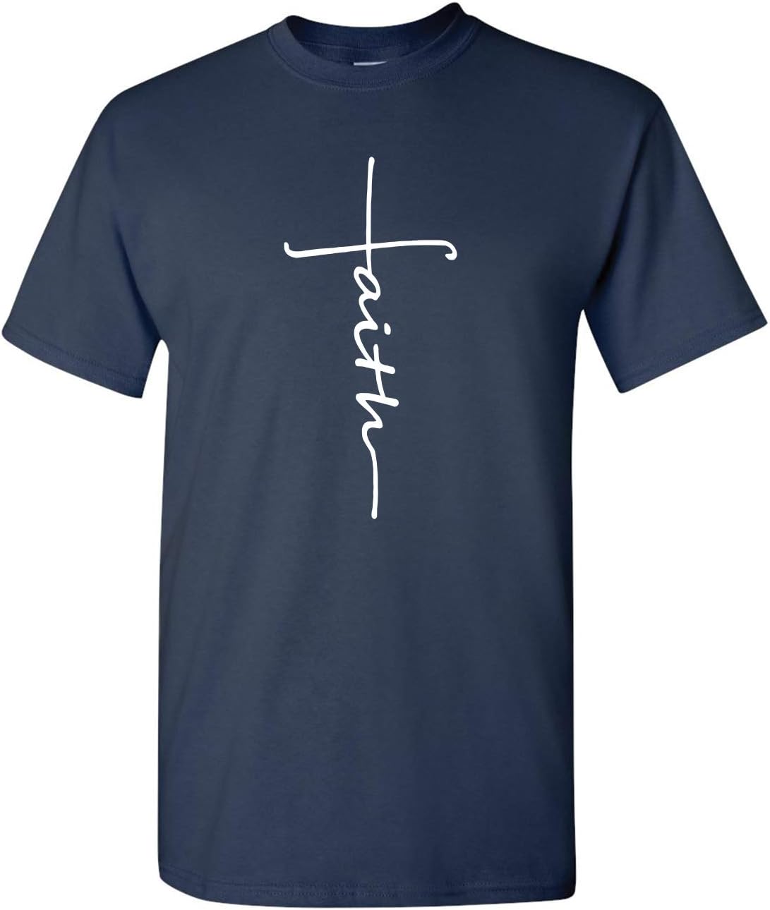 Tees & TailsSimple Faith Cross Religious Unisex Short Sleeve Printed Tee Shirt