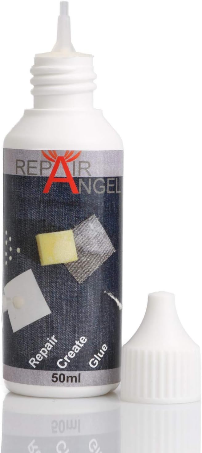Repair Angel Textilkleber waschmaschinenfest transparent für Stoffe Leder Jeans Marise wasserfest Anti Rutsch noppen Leder Reparatur Set Kleber 50ml