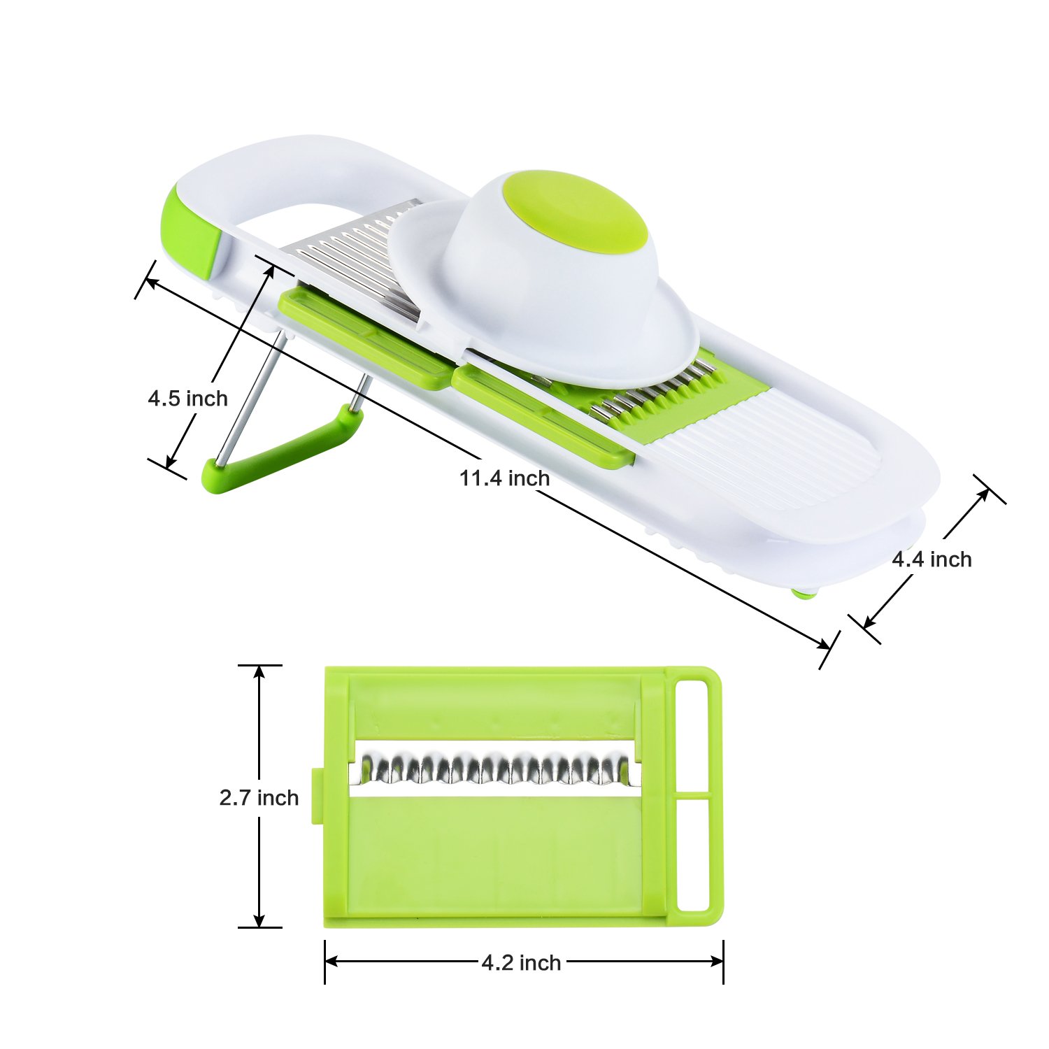 Mandoline Slicer with Free Cut resistant gloves, Potato Slicer-Vegetable Chopper Slicer with 5 Pieces Adjustable Stainless Steel Blades