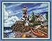 Joy Sunday Cross Stitch Stamped Kits Cross-Stitching Accurate Pre-Printed Pattern for Adults- The Seaside Lighthouse 11CT 27”X 22”, for Home Decor (Pattern Printed On Fabric)