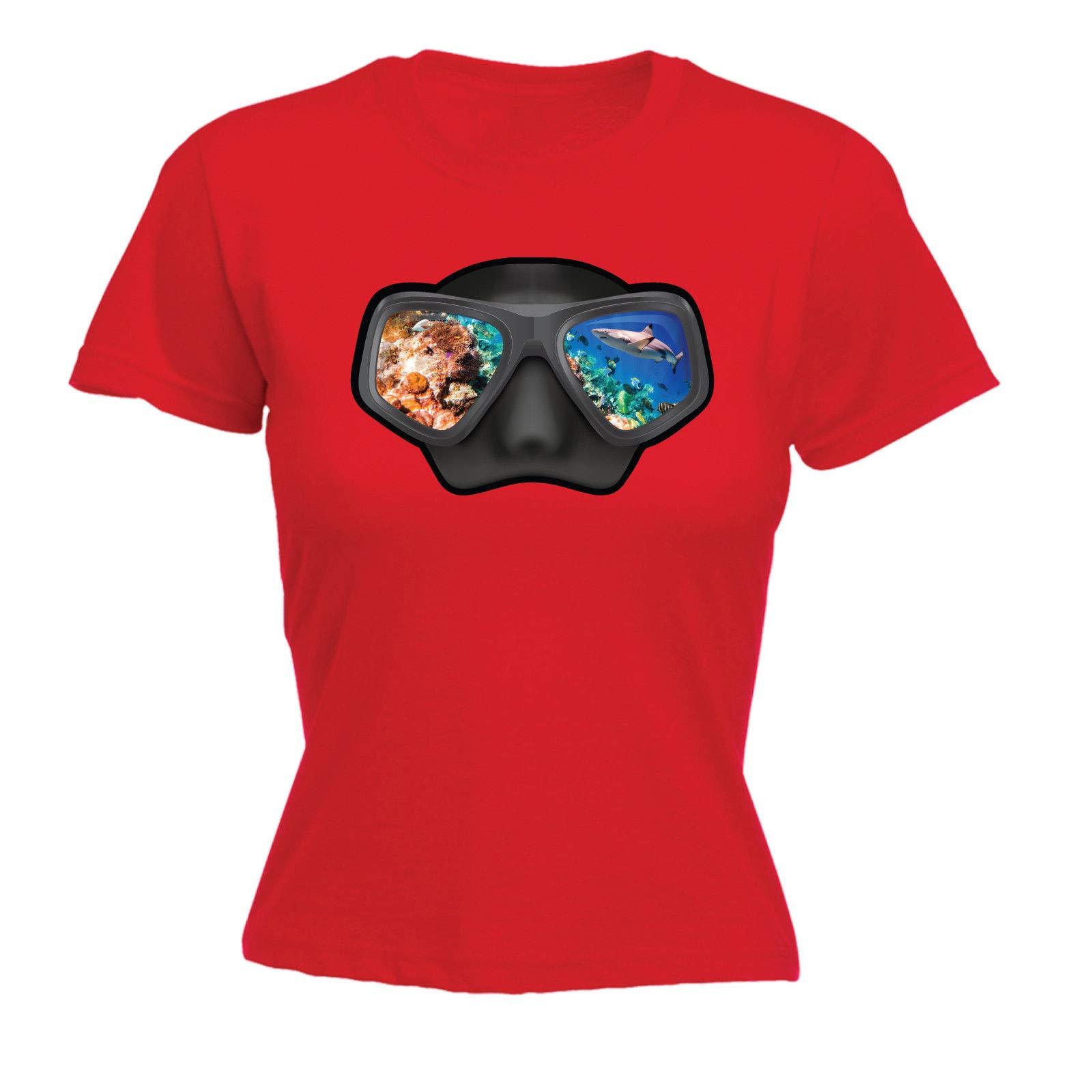 Scuba Mask T-shirt Tee Diving Dive Shark Snorkel Funny
