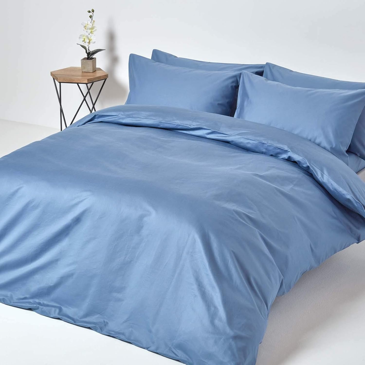 HOMESCAPES 1000 Thread Count Egyptian Cotton Blue Duvet Cover Set