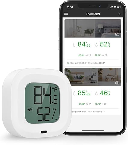 Brifit Bluetooth Thermometre Hygrometre Capteur De Surveillance De Temperature D Humidite Precis Sans Fil Afficher Sur Ios Ou Android Phone Via App Parfait Pour Maison Bureau Cadeau Noel Amazon Fr Bricolage