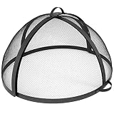 Sunnydaze Easy-Opening Fire Pit Spark Screen Cover Accessory - Outdoor Backyard Heavy-Duty Round Firepit Ember Arrester Lid with Hinged Door - 32 Inch