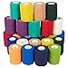Juvale Vet Wrap - 3 in x 5 yd, 24-Pack, 12 Colors - Elastic Bandage Wrap & Medical Tape for Dogs, First Aid & Sports Use - Cohesive Athletic Tape & Compression Bandage