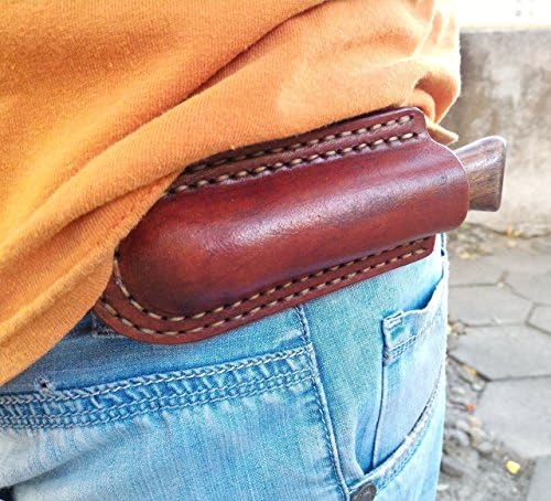 Opinel horizontal carry Leather Sheath with belt loop