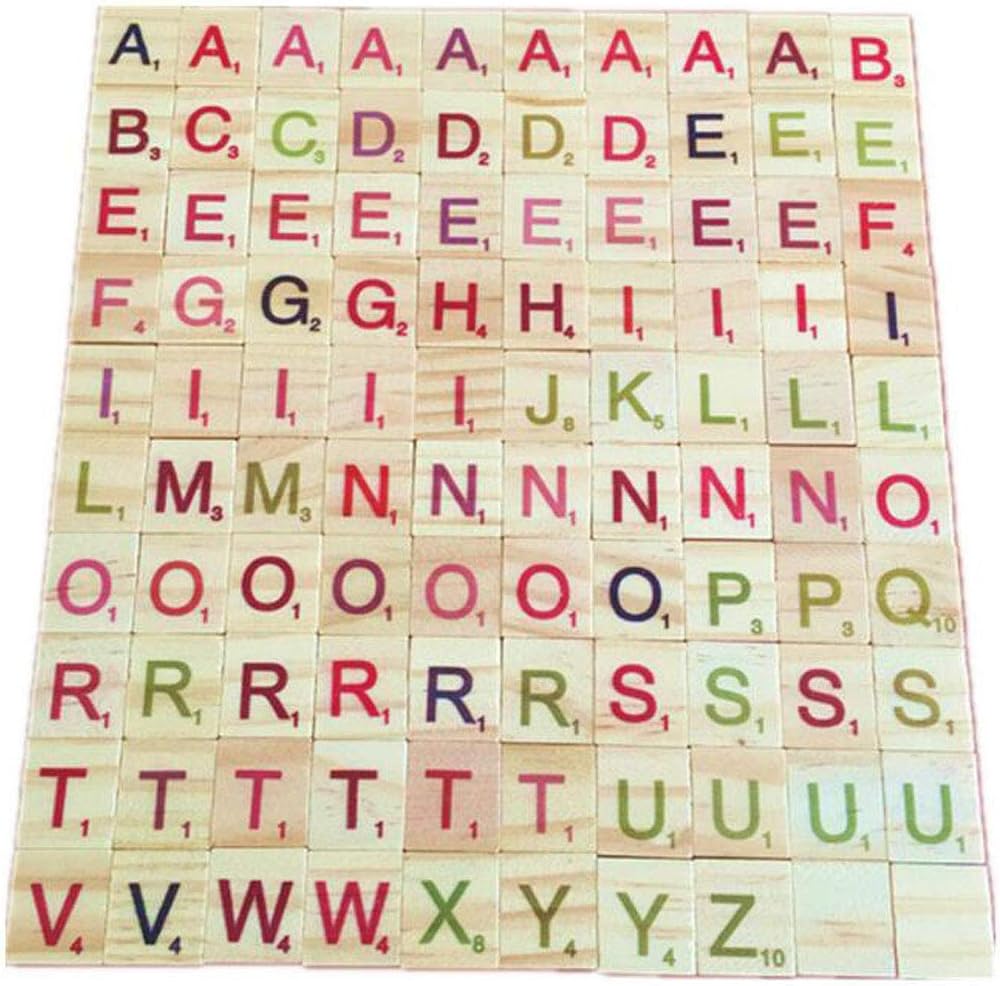 SupplyEU Wooden Alphabet Scrabble Tiles Letters Numbers Children's