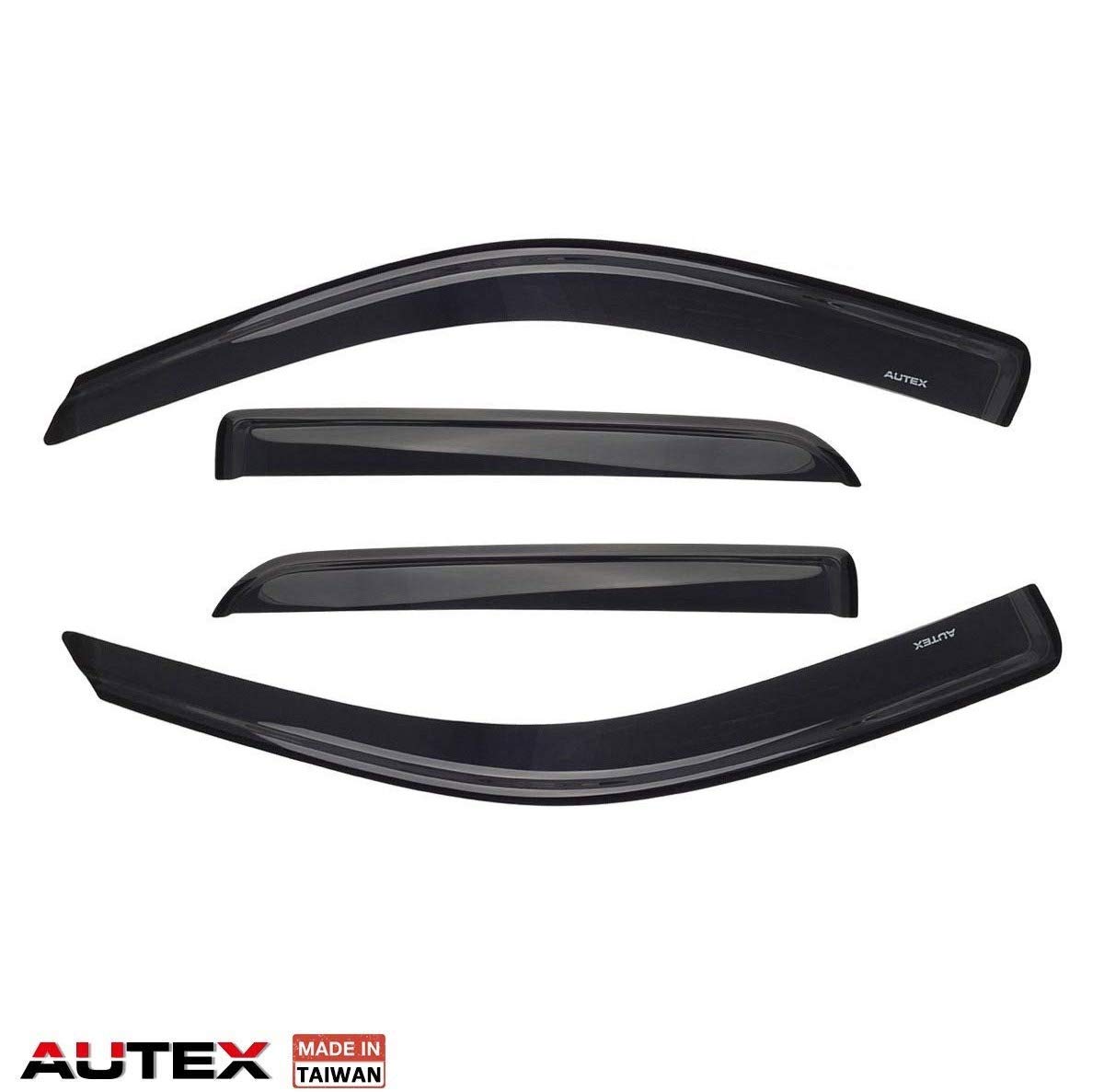 AUTEX 4Pcs Tape On Window Visor Deflector Compatible with Dodge Ram 1500 Crew Cab 20092010/2500