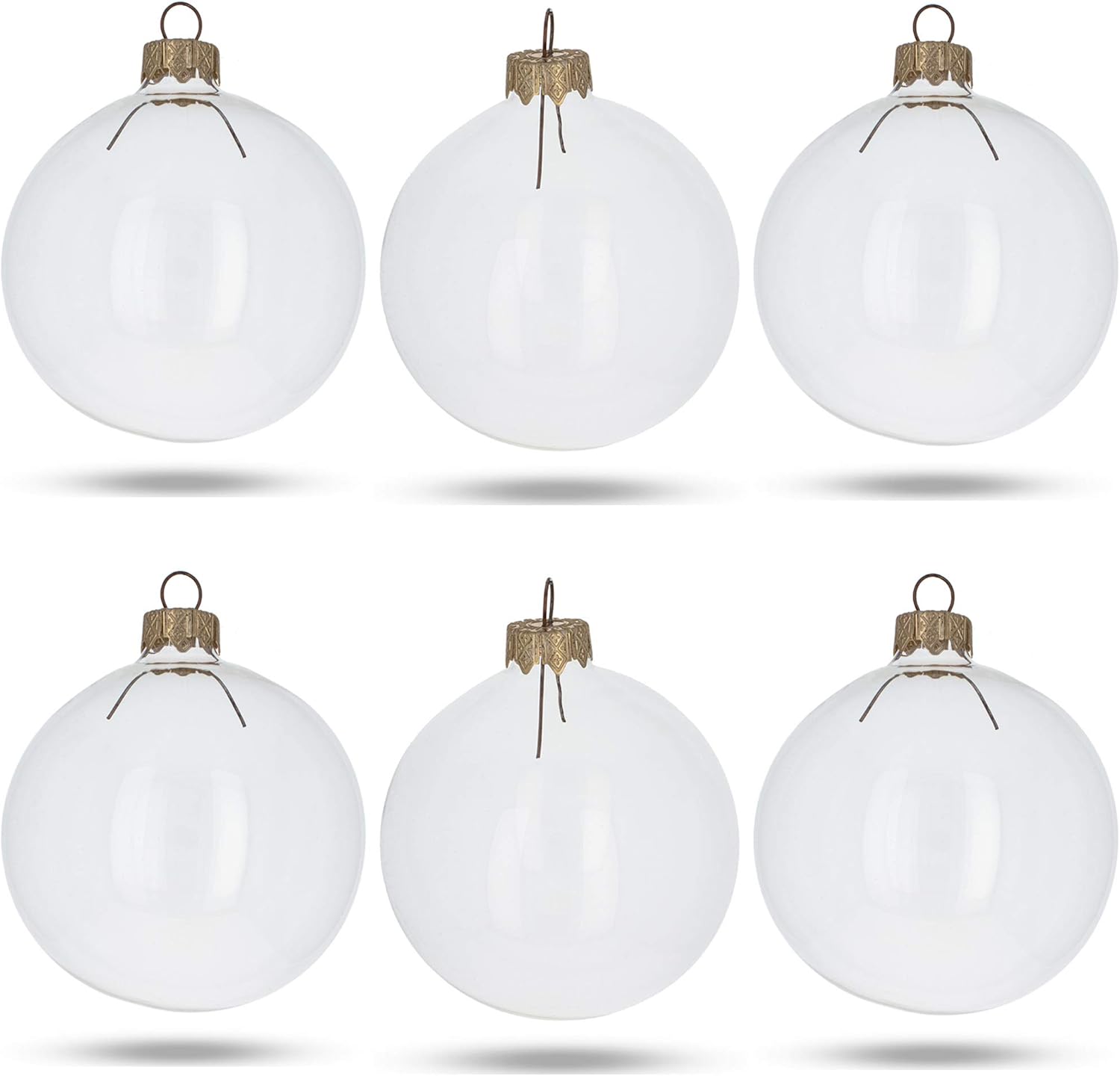 BestPysanky Set of 6 Clear Glass Ball Christmas Ornaments DIY Craft 3.25 Inches