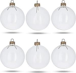 BestPysanky Set of 6 Clear Glass Ball Christmas Ornaments DIY Craft 3.25 Inches