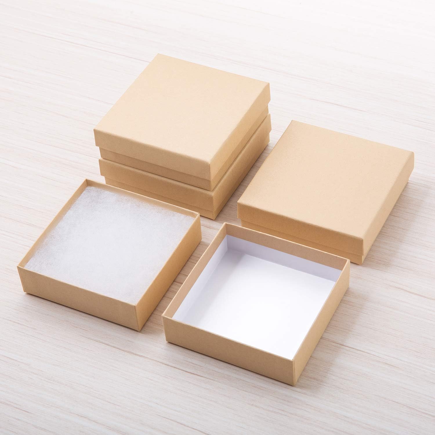Giftol 20 Pack 3.5x3.5x1 Inch Cardboard Jewelry Boxes,Small Gift Boxes for Jewelry Earrings Necklaces Handmade Bangles Bracelets(Brown): Health & Personal Care