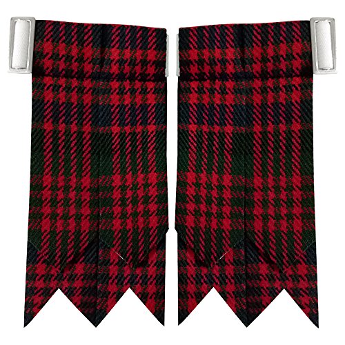 New Solid Plain Black, Royal Stewart Tartan Many More Kilt Flashes Multi Colors (Macdonald)