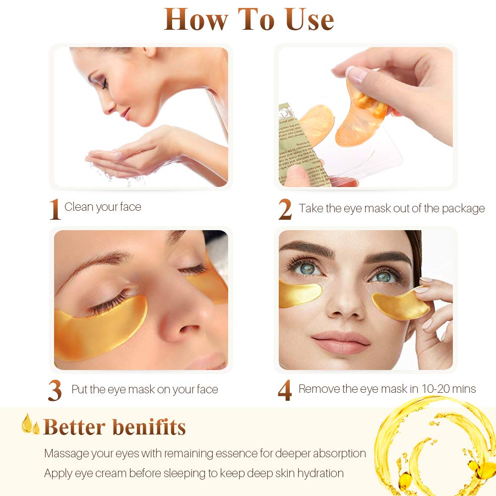 24K Golden Collagen Eye Pads Gel Eye Mask for Eyes Treatment