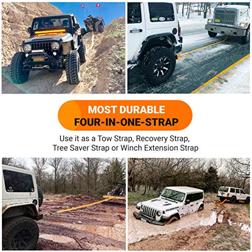 GearAmerica (2PK Recovery Tow Straps 4" x 30' | Ultra Heavy Duty 45,000 lbs (22 Tons) Strength | Triple Reinforced Loops + Protective Sleeves | Emergency Truck Towing | Free Storage Bag + Tie - Thumbnail 2