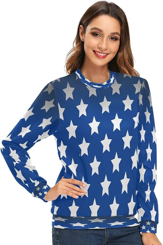 blue shirt with white stars women's