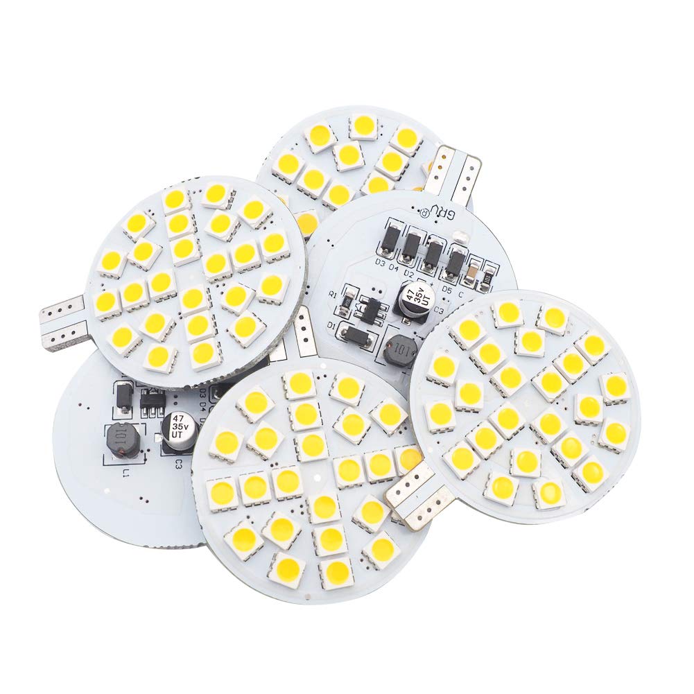 GRV T10 921 194 LED Bulb 24-5050 SMD lamp Super Bright AC 12V /DC 12V -24V For RV Boat Iandscaping Ceiling Dome Interior Lights Warm White (2nd Generation) Pack of 6