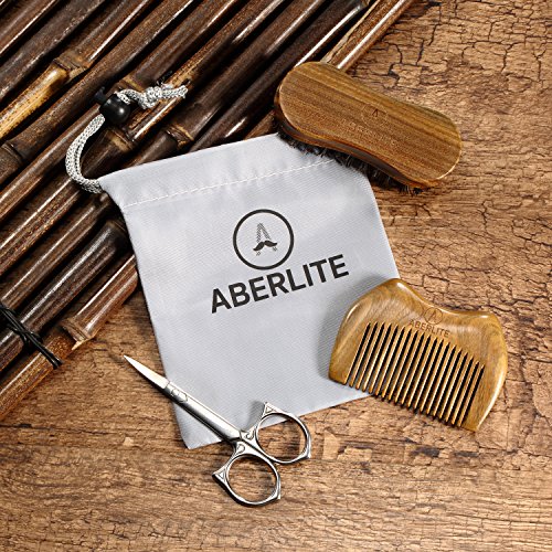 Beard Grooming Kit for Men - The ONLY Sandalwood Beard Brush Comb Set on Amazon - Premium Boar Bristle Beard Brush (Medium) - EDC Beard Comb - 3.7" Beard/Mustache Travel Scissors TSA Approved - Thumbnail 7