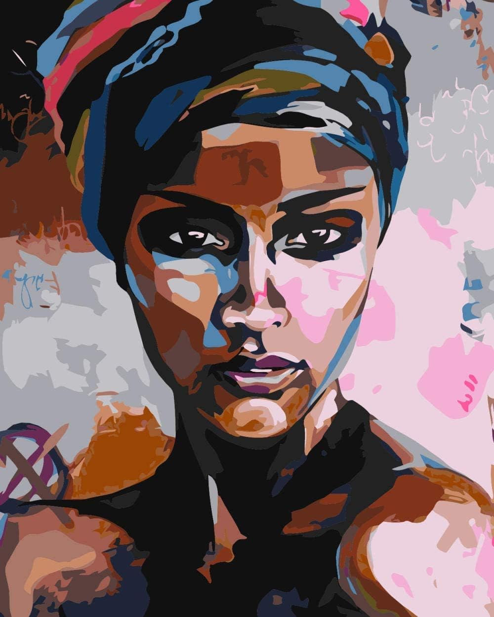 LXYLZM DIY Oil Painting Paint by Number Kit African Woman DIY Paint by Numbers PrePrinted Art