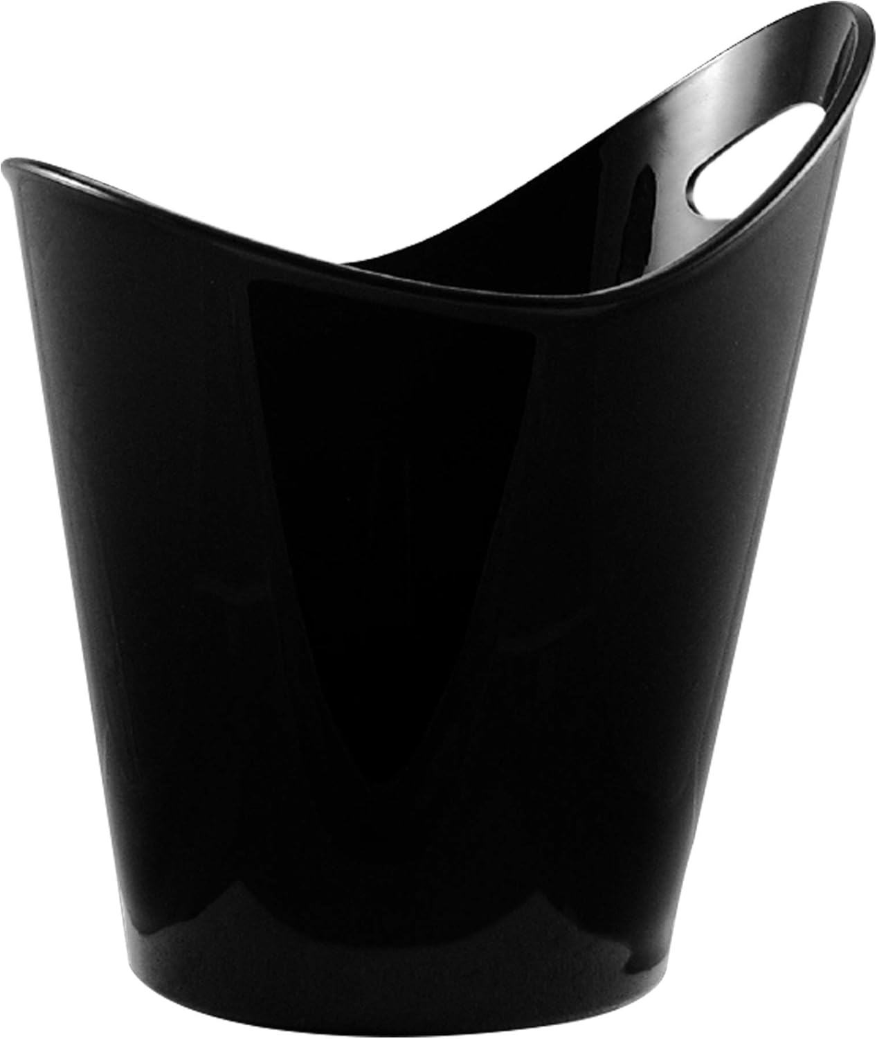 Amazing Abby Curva - Stylish Trash Can, Glossy Black Waste Basket, Plastic Garbage Bin for Home and Office