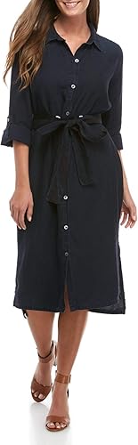 denim dress with tie belt