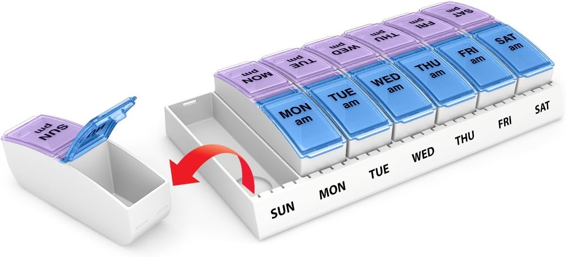 Ezy Dose Weekly AM/PM Travel Pill Organizer and Planner │ Removable AM/PM Compartments │ Great for Travel (Small): Health & Personal Care