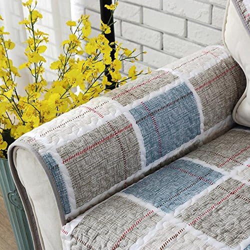 Sectional Sofa Cotton Quilt Non-Slip Armest Cover for Furniture Protectors (Elegant Lattice, 28"x 28")