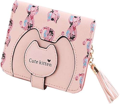 Amazon レディース ミニ 二つ折り タッセル 型押し 可愛い 猫柄 小銭 カード 財布 ピンク Trans Japan トランス ジャパン シューズ バッグ
