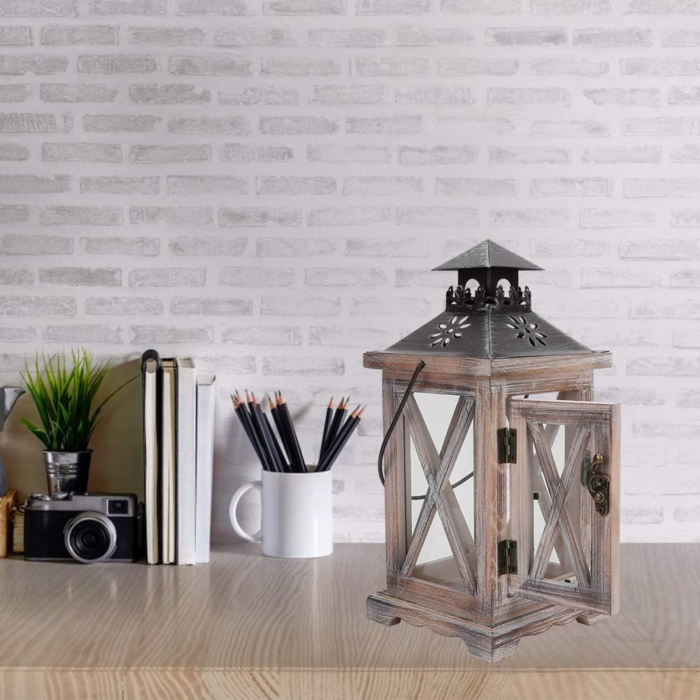 Candelabro Vintage con linternas de Velas Decorativas Retro de Madera