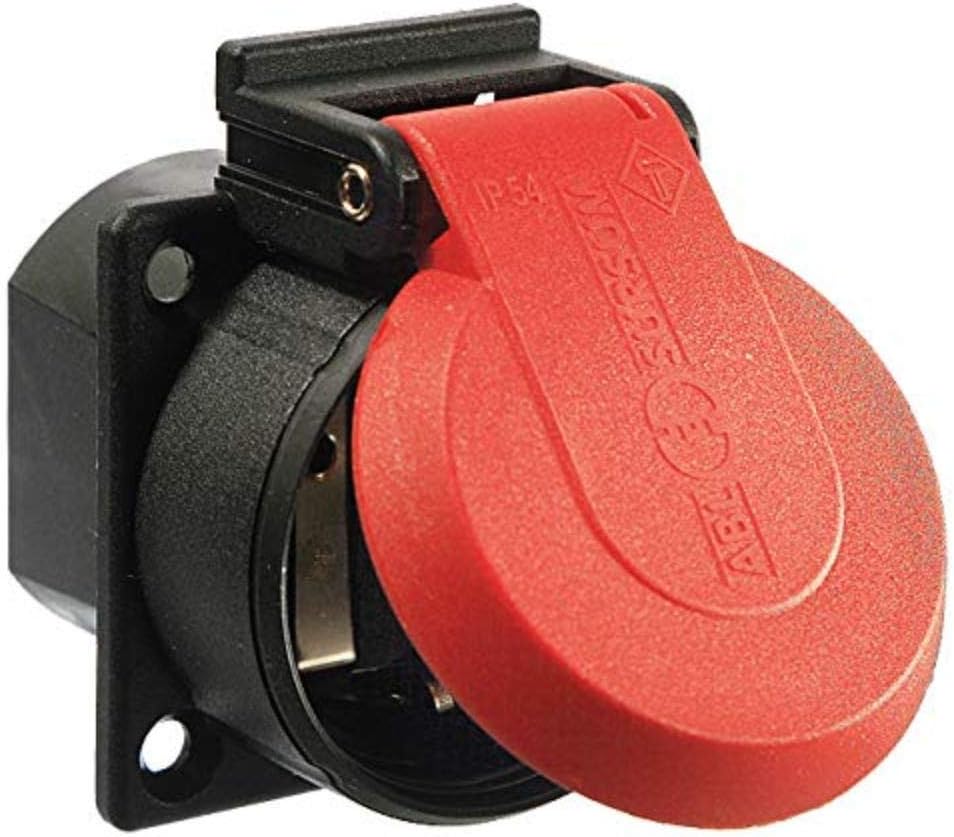 as - Schwabe 45080 230 V Built-In Socket with Hinged Lid IP 54 Red/Black, 6 cm - Image 3