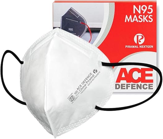 Piramal Fabrics Ace Defence Earloop N95 Protective Face Mask | 5 Layers of Filtration, Anti-Microbial, Economical, Non-Collapsible Face-Mask - (Pack of 10)