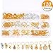 TecUnite 120 Pieces Hair Braid Rings Metal Hair Cuffs Copper Hair Dreadlocks and Pendant Charms Hair Clip Headband Accessories (Gold)