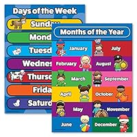 Days of the Week & Months of the Year Poster Chart Set - LAMINATED - Double Sided (18x24)