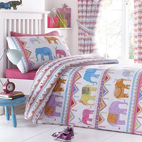 Carnival Elephants UK Single/US Twin Duvet Cover and Pillowcase Set' / Amazon: 'Carnival Elephants Single Bedding