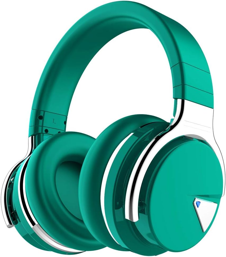 COWIN E7 Active Noise Cancelling Bluetooth Headphones with Microphone Deep Bass Wireless Headphones Over Ear, Dark Green (Renewed)