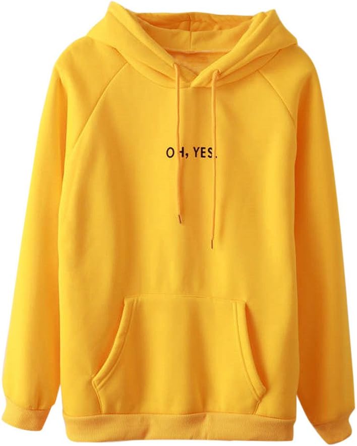 Oh Yes Sweatshirt Hoodie for Womens Casual Long Sleeve Pocket Hooded Pullover Tops Blouse