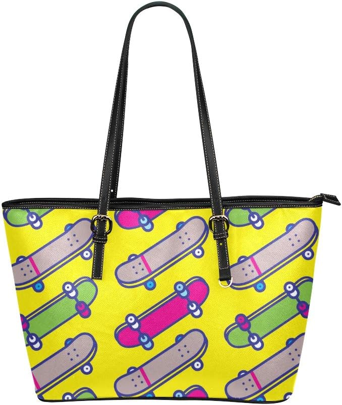 A Tote Bag Skateboard Doodle Icon Fun Leather Totes Hand Bag Bolsos con