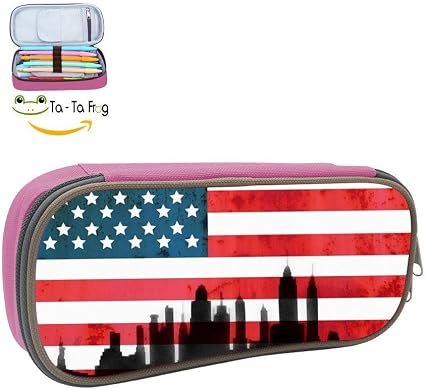 Amazon Yumiyahキュートでニューヨークアメリカ国旗キッズ3dデジタル印刷鉛筆ペンケース学生文房具鉛筆バッグホルダーバッグ One Size ピンク ペン立て 文房具 オフィス用品