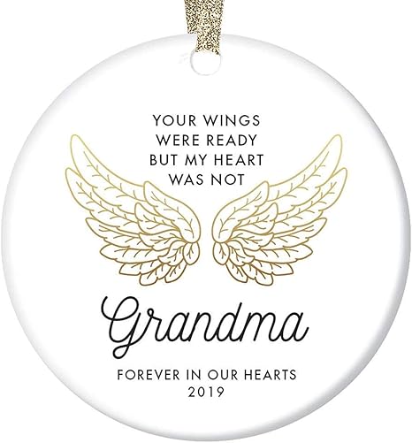 Jamirtyroy1 Ornamento Di Natale Da 7 6 Cm Per La Perdita Della Nonna Per La Memoria Della Nonna Idea Regalo Per Condoglianze Nonna Morte Anniversario Ricordo Graziose Ali D Angelo Dorate Amazon It Casa E