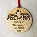 Mama Papa Baby Bear Christmas Ornament 2022 Dated - Our First Christmas as a Family Rustic Wooden Wood Engraved Ornament (2022)