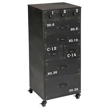 Chest Of 9 Drawers On Wheels Industrial Design Colour Charcoal