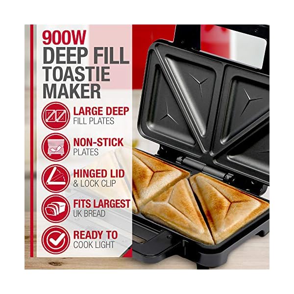NETTA-Deep-Fill-Toastie-Maker-2-Slice-Sandwich-Toaster-Easy-to-Clean-Extra-Deep-Non-Stick-Plates-Non-Slip-Rubber-Feet-900W-Stainless-Steel-Black NETTA Deep Fill Toastie Maker - 2 Slice Sandwich Toaster - Easy to Clean - Extra Deep Non-Stick Plates - Non-Slip Rubber…